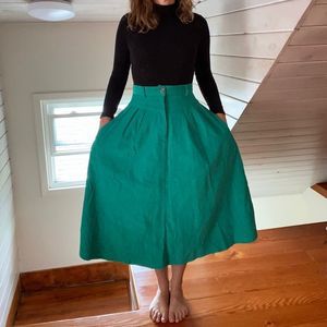 Vintage Kelly Green Cord Skirt